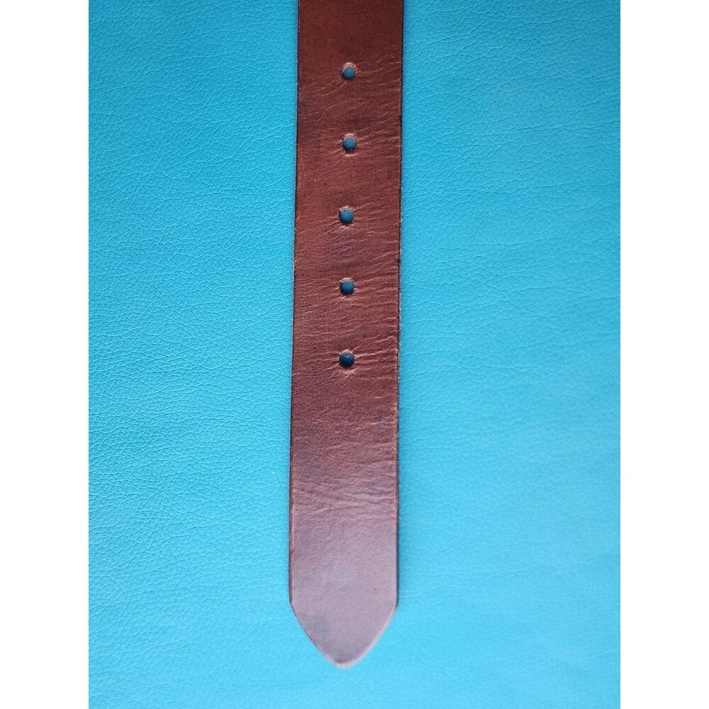 Men's Brown Genuine Leather Casual Dress Belt w/ Silver Tone Buckle 28-32 32in S